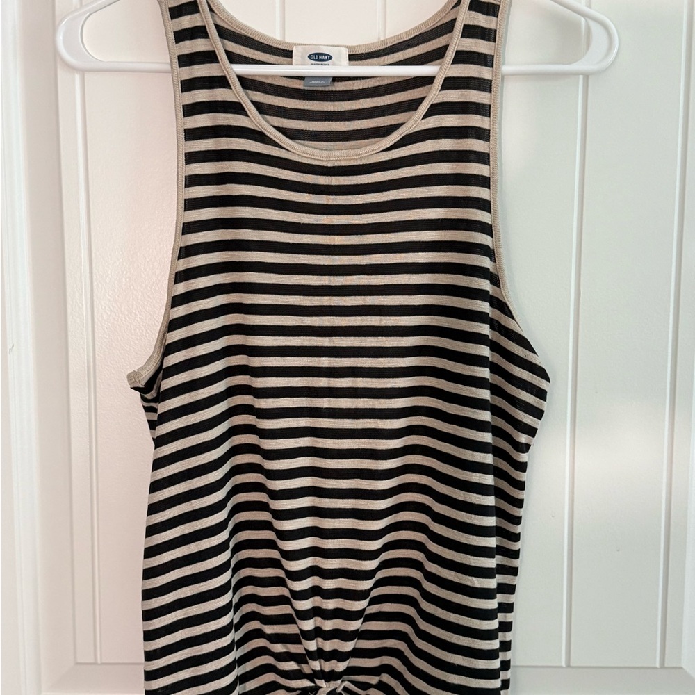 Old Navy Black and Tan Striped Tank Top
